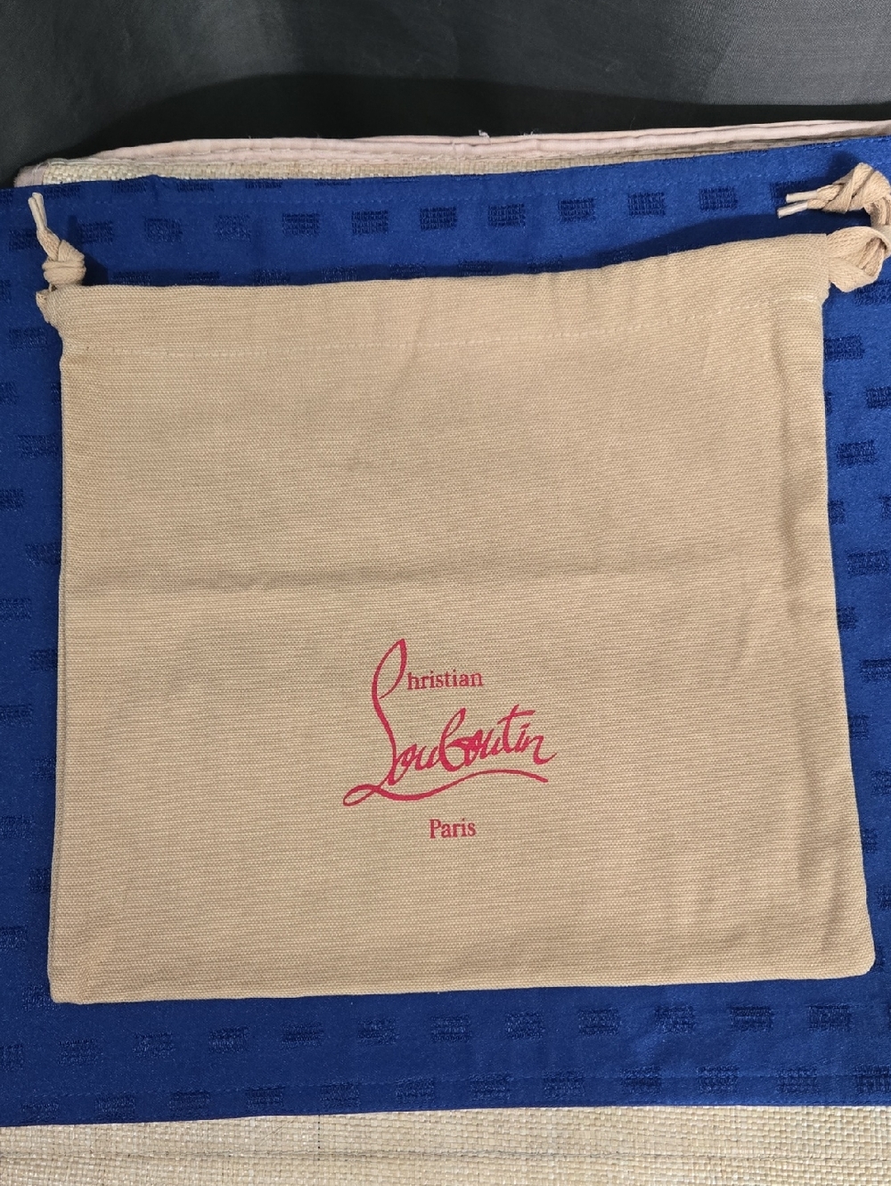 Christian Louboutin Beige Dust Bag with Pink Logo